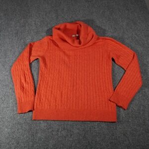 Christian Berg Cable Knit Cowl Neck Sweater Orange Cashmere‎ Blend Size 40
